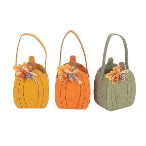 1 x Sac feutrine forme citrouille 12 x 8 ht 17cm