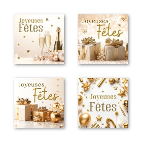 Etiquettes jeso quatro carré "joyeuses fetes"