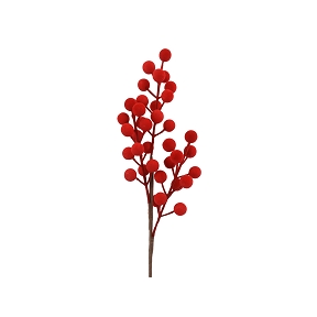Piquet baies velours rouge ht 35cm