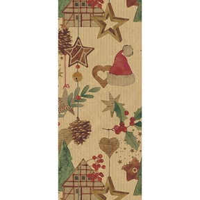 Ruban tissu Noël beige 38mm x 15m