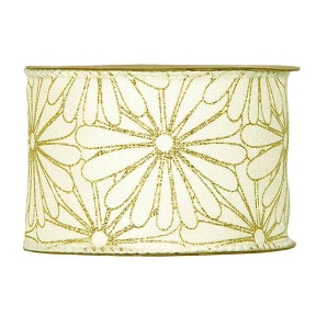 Ruban tissu crème fleur or 63mm x 10m