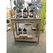 Table degustation bois + tablette pin vieilli 119 x 39 ht 115cm