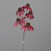 Branche Rudbeckia 5 Fleurs Givrees Rouge 68 Cm