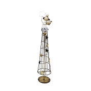 Cône métal sur socle avec ange et étoiles ø16.5 ht 82cm