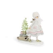 Fillette Traineau Sur Socle + Led
