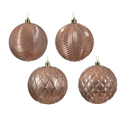 Boules Noël plastiques vieux rose assortiment Ø10cm