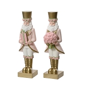 1 x Personnage de Noël blanc-rose-or 10x10.5 ht 30cm