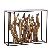 Console métal + bois moreno 80 x 35 ht 100cm