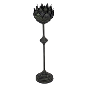 Bougeoir métal noir bleuté forme fleur ø25 ht 81cm