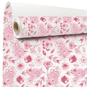 Bobine kraft blanc imprimé liselle rose 0.79 x 40m
