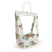 Sac médaillon blanc monstera vert kaki (x5)