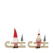 1 Figurine + luge bois 20 x 2 ht 19cm