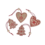 Coeur + sapin bois à suspendre 5cm ass x20