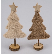 1x Sapin tissu crème ou beige 13 x 7 ht 28cm