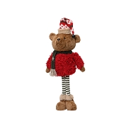 Ours tissu rouge-brun 20 x 15 ht 54cm