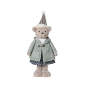 Ours tissu vert clair + bonnet 19 x 9 ht 53cm