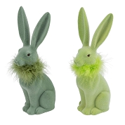 1 x Lapin floqué vert 16 x 14 ht 40cm