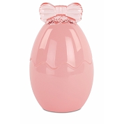 Bonbonnière oeuf verre rose ø 10 x ht 17 cm