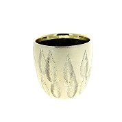 Cache-pot céramique champagne motif feuille ø14 ht 13cm