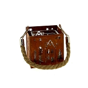 Lanterne métal rusty 9.5 x 9.5 ht 9cm