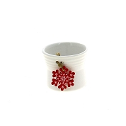 Cache-pot céramique blanc + flocon ø8.5 ht 6.5cm