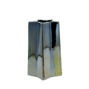 Vase céramique forme étoile vert irisé ø11.5 ht 18cm