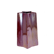 Vase céramique forme étoile rouge irisé ø11.5 ht 18cm