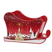 Traineau carton motif noel 12.5 x 8 ht 7.5cm