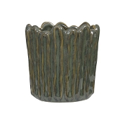Cache-pot céramique vert ø13 ht 13.5cm