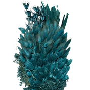 Bouquet fleurs séchées assorties bleu pétrole 250grs