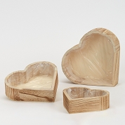 Coupe coeur bois naturel set de 3