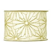 Ruban tissu crème fleur or 63mm x 10m