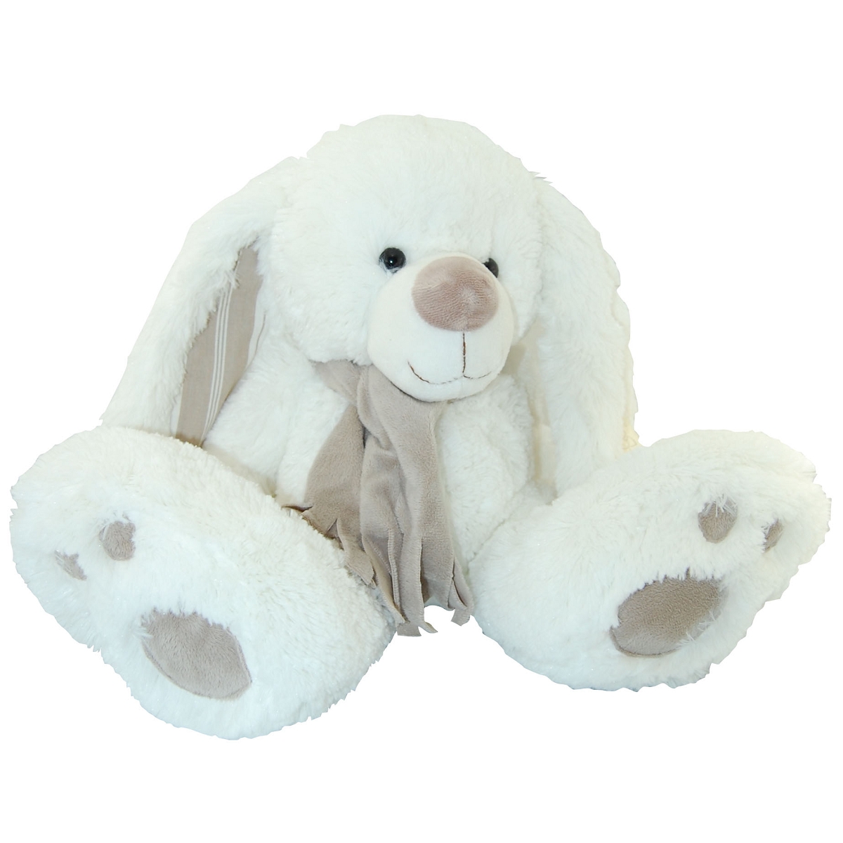 Peluche lapin blanc echarpe grise ht 31 cm