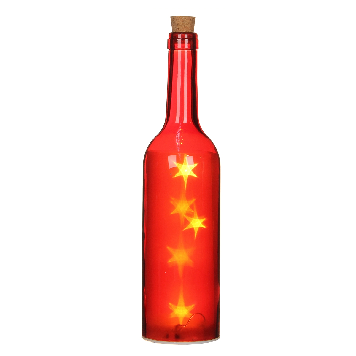 Bouteille rouge lumineuse led blanc chaud ø7.5 ht 30cm
