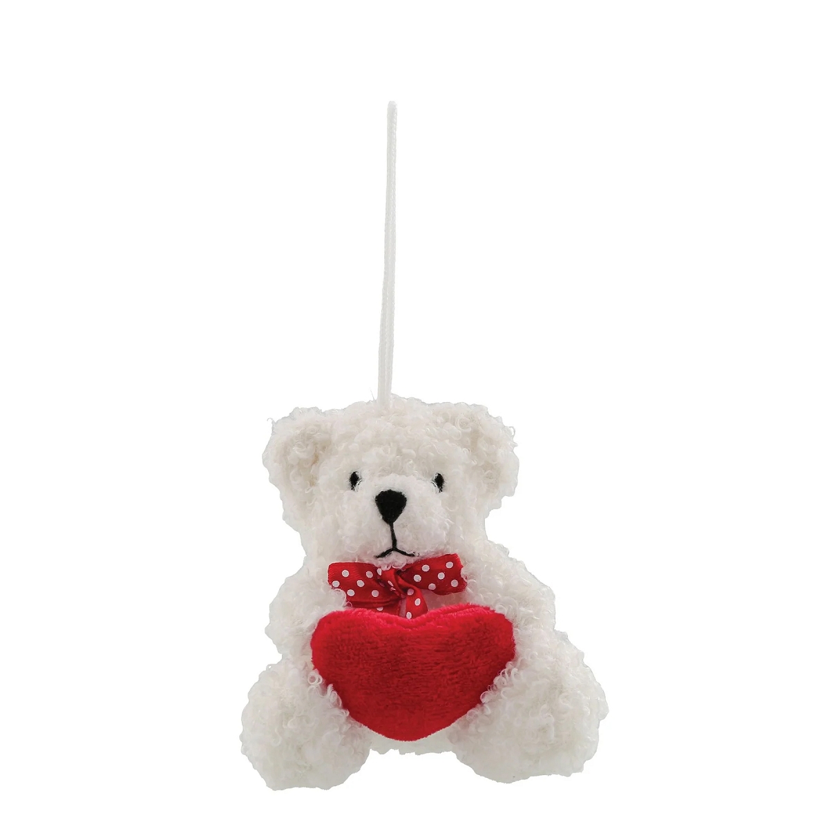 Peluche ours écru avec cœur rouge 9 cm