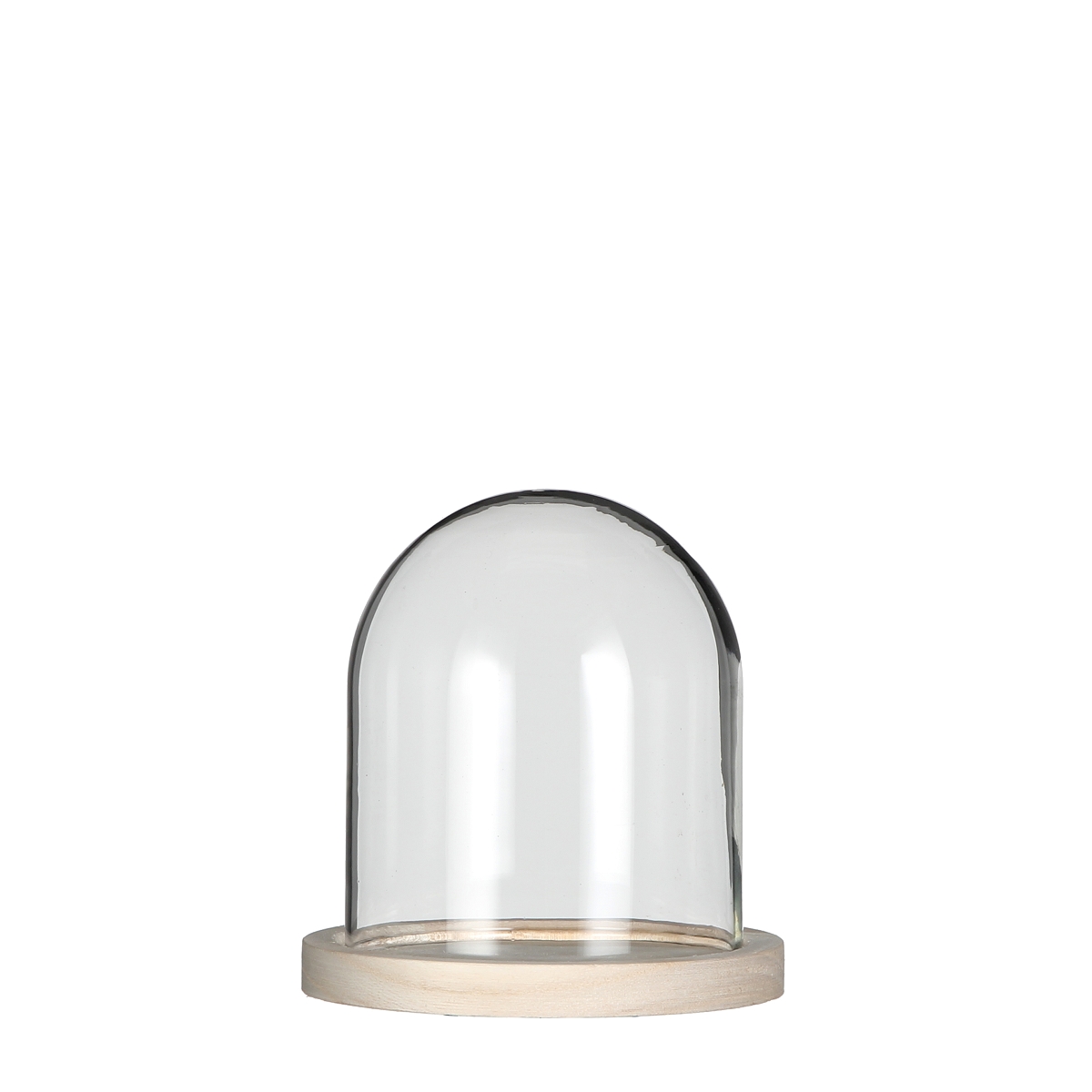 Cloche verre sur plateau bois ø10 ht 10 cm