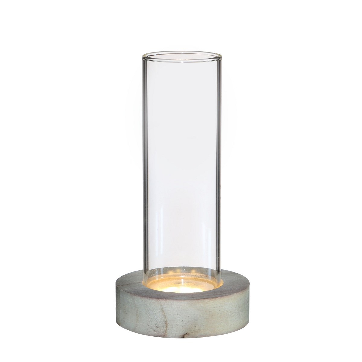 Vase verre ø 8.5 ht 17 cm sur socle led