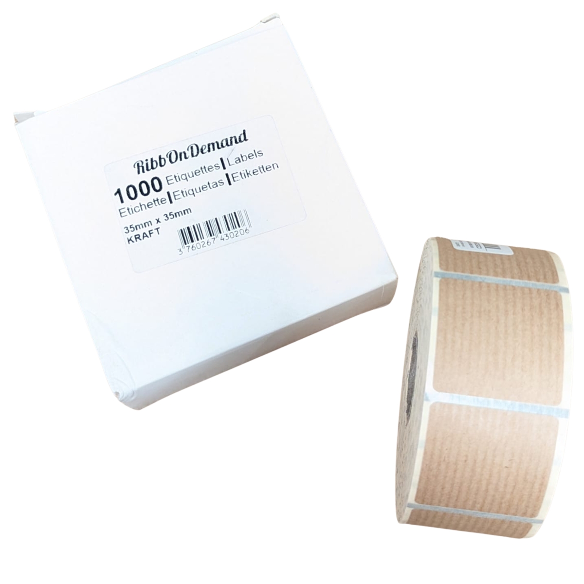 Etiquettes autocollante carrées 35 x 35 kraft ( x 1000)