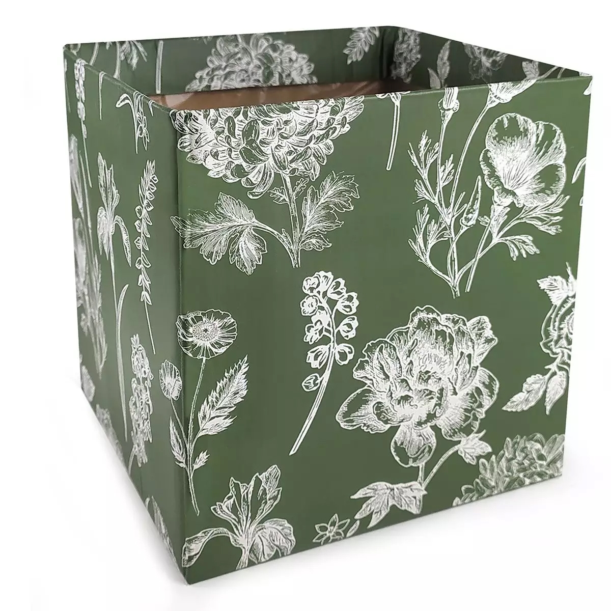 boite carton botanical sauge 12 x 12 ht 12.5cm (x10)