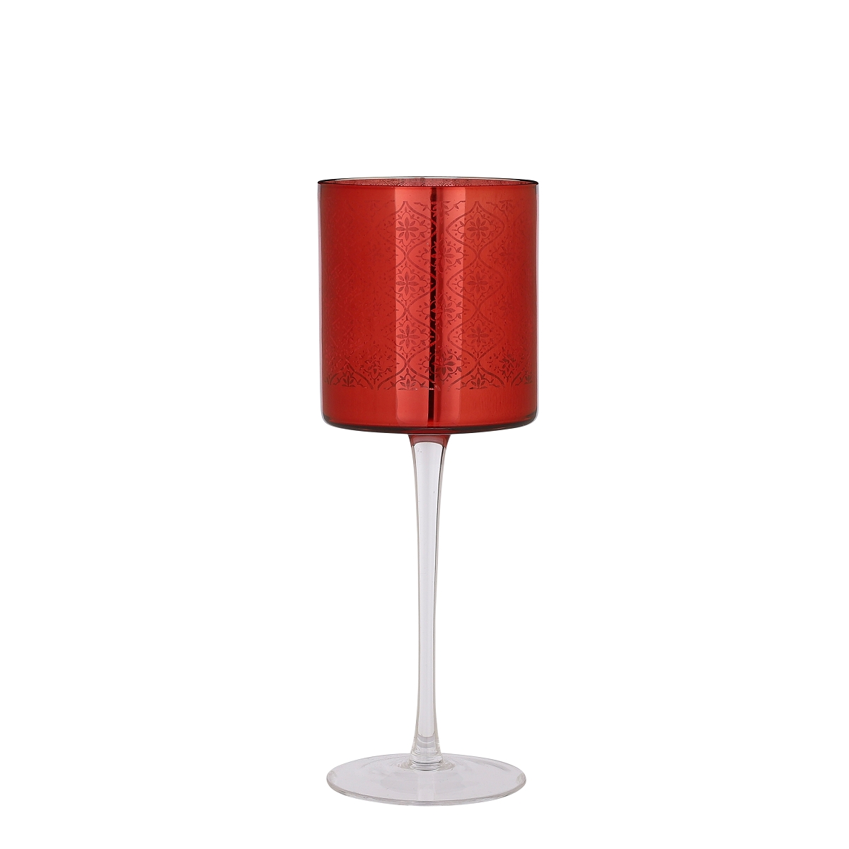 Photophore sur pied rouge ø9 ht 25cm