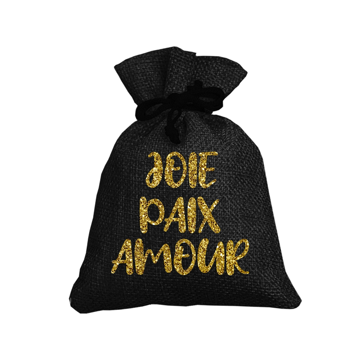 sac cadeau noir "joie paix amour" 10 x 15