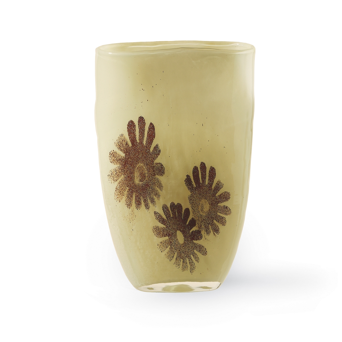 Vase verre fleurs marron