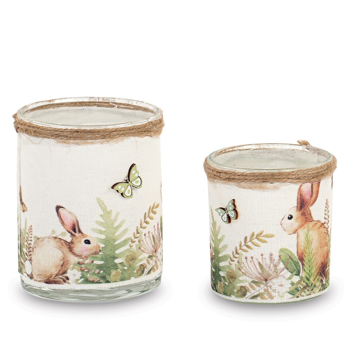 Pot verre décor lapin x2