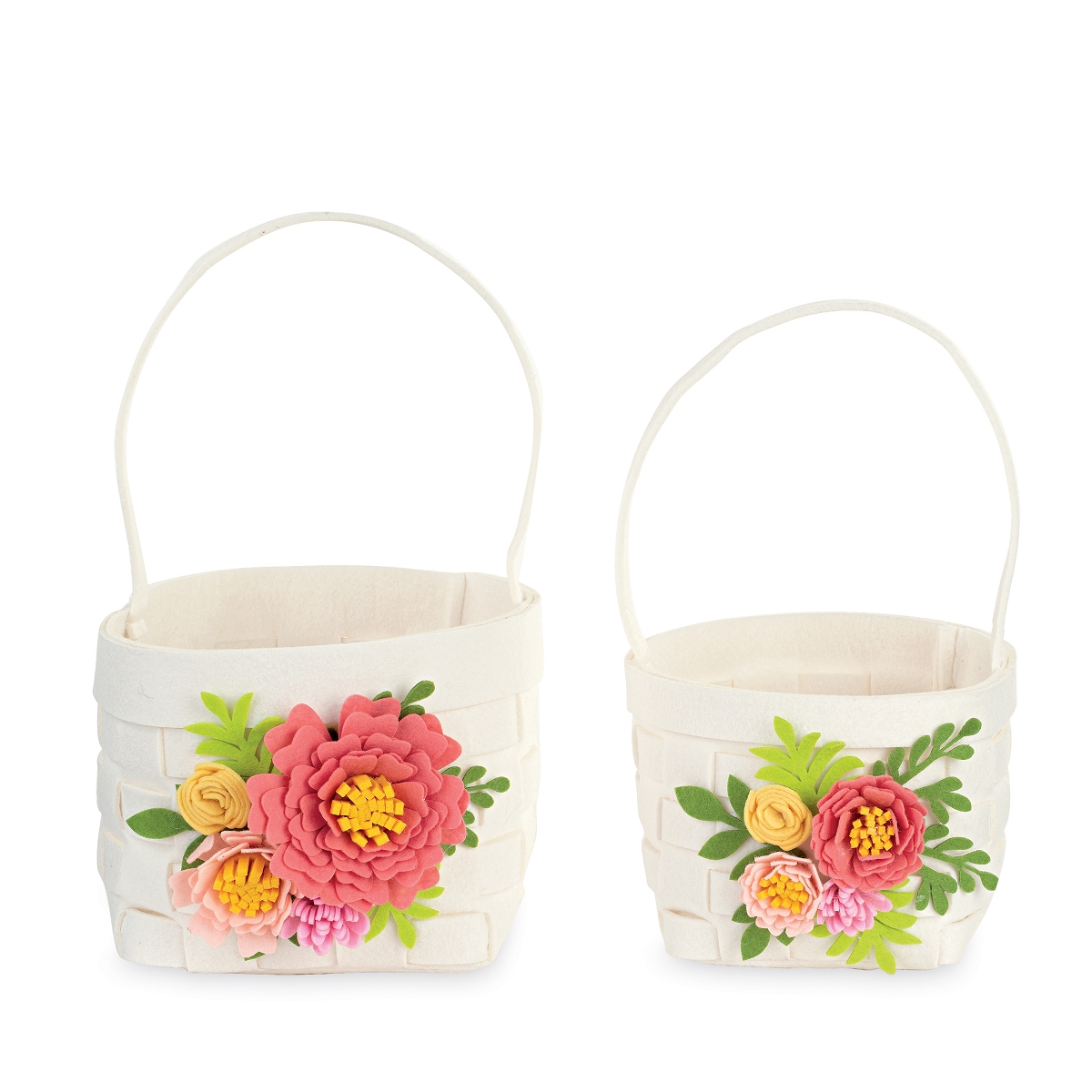 Panier feutrine fleurs set de 2