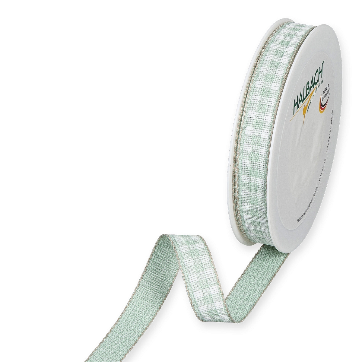 Ruban tissu vichy vert menthe 15mm x 20m