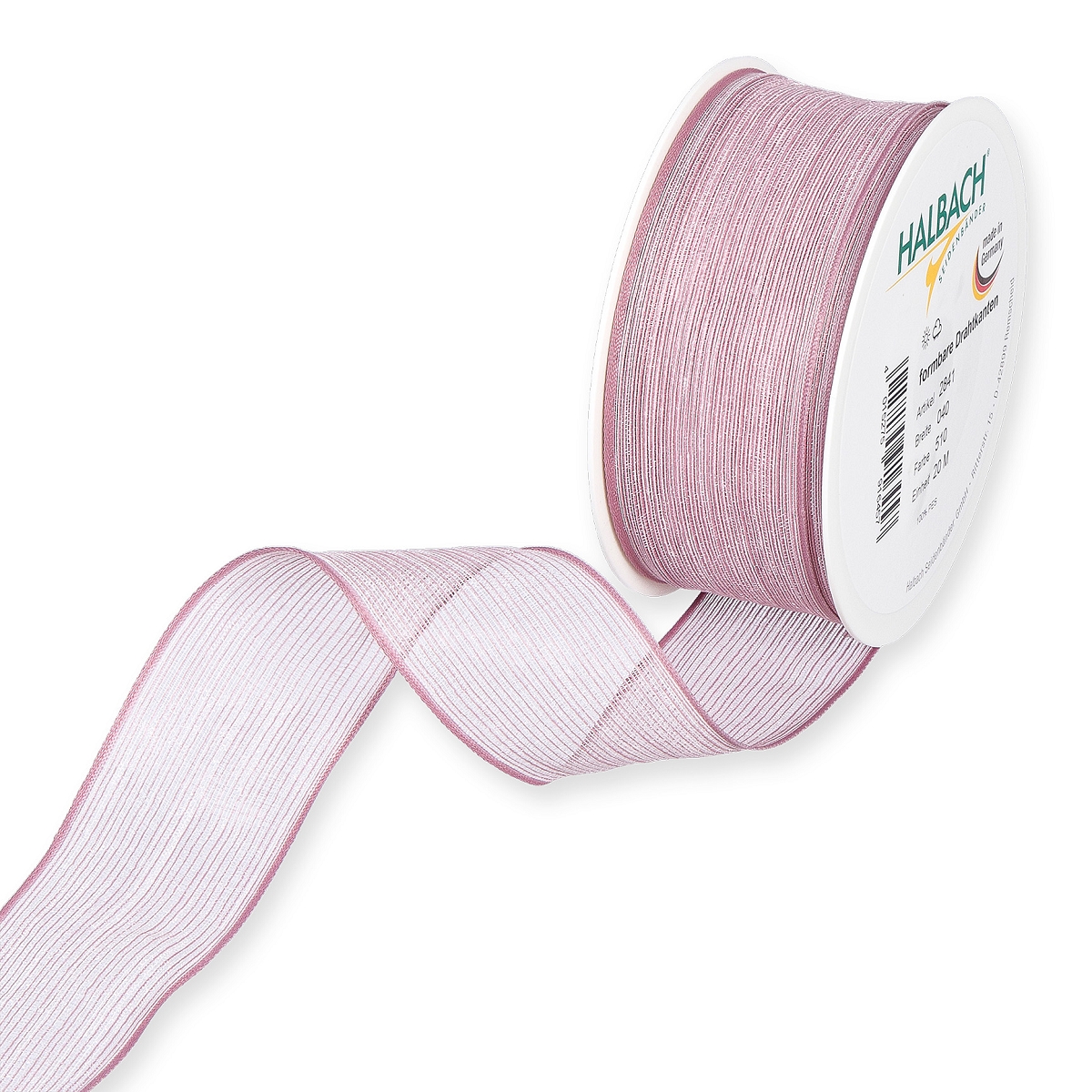 Ruban tissu ajouré rose 40mm x 20m