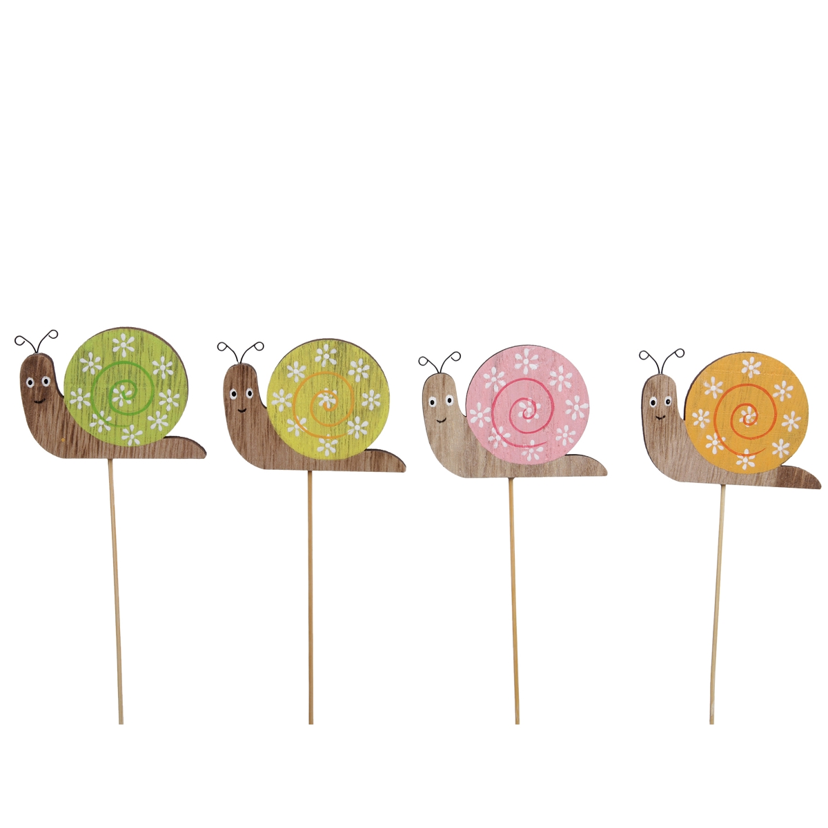 Escargot bois couleur 8cm sur pique (x12)