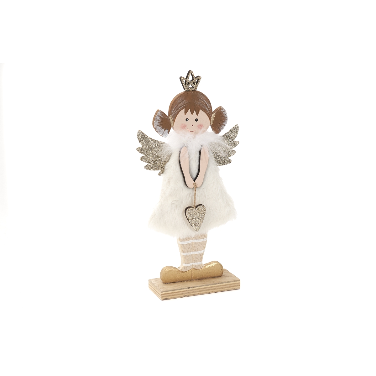 Ange Sur Socle Blanc-Or Ht 26.5cm