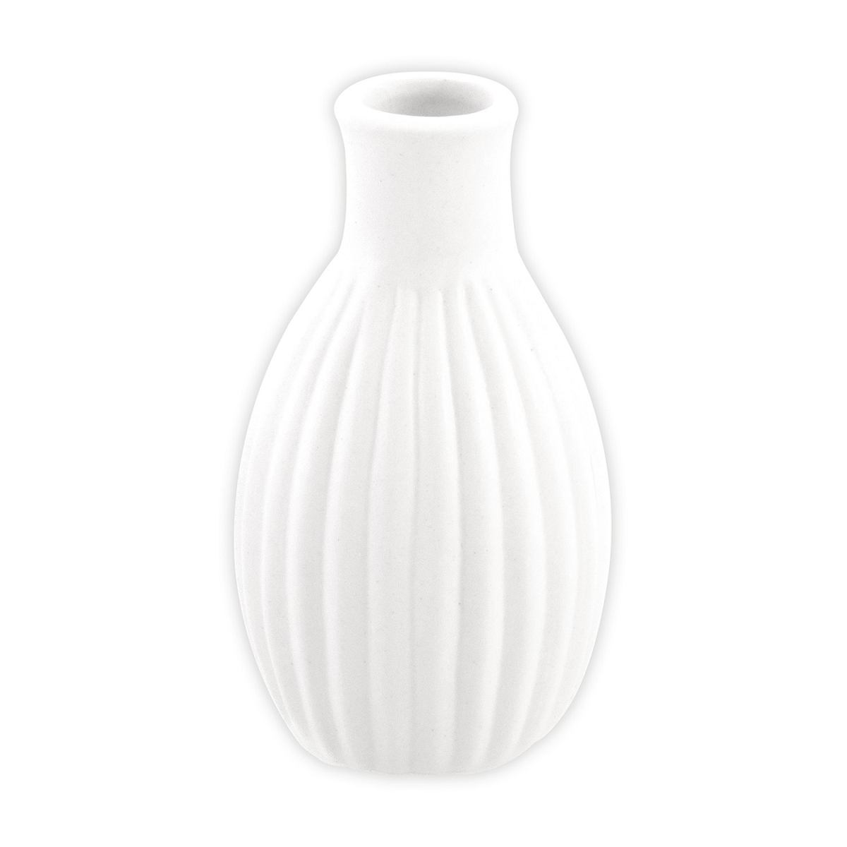 Vase céramique strié ø4.5 ht 8.5cm blanc