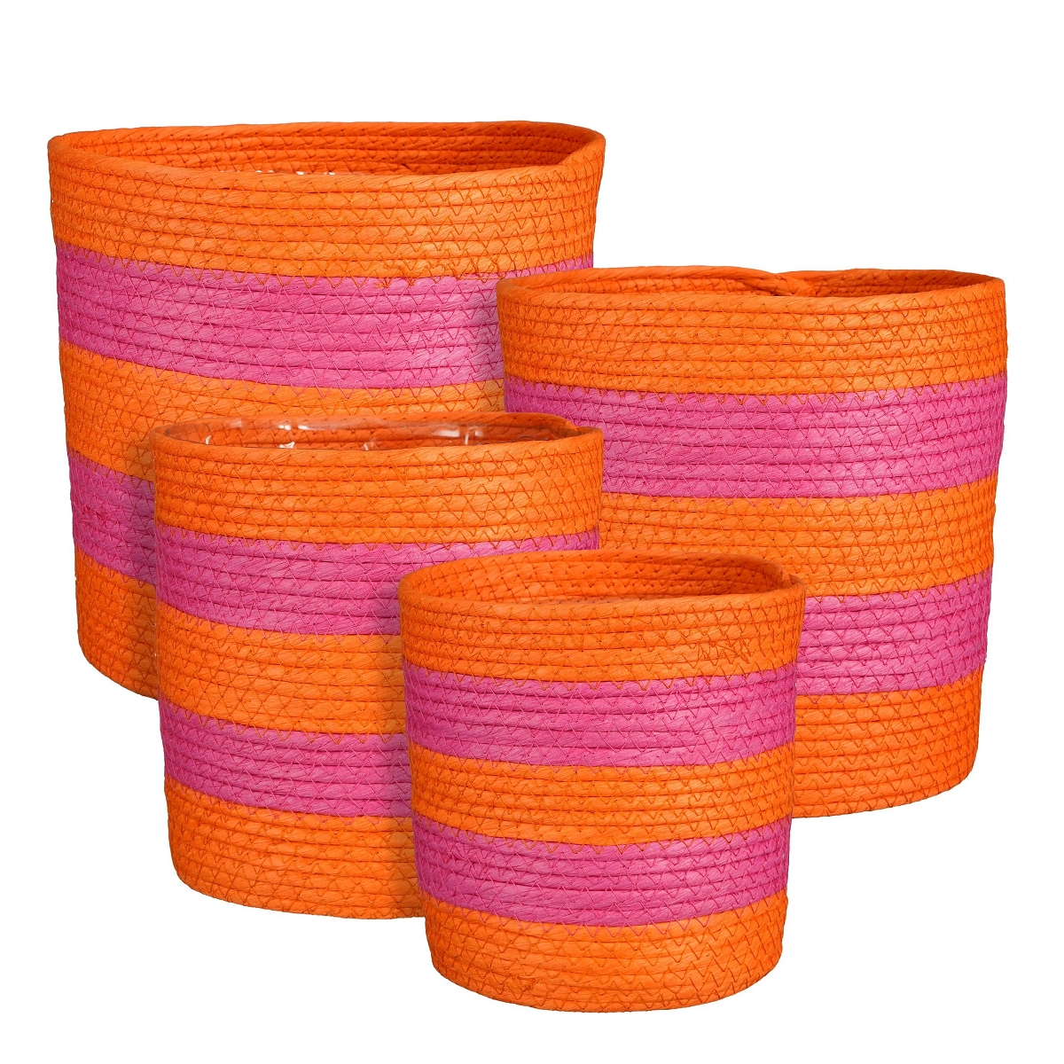 Panier cache-pot rachel orange-rose set de 4